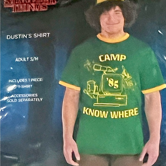 NIP Stranger Things Dustin Camp Know Where T-Shirt Adult S/M. - Picture 3 of 3